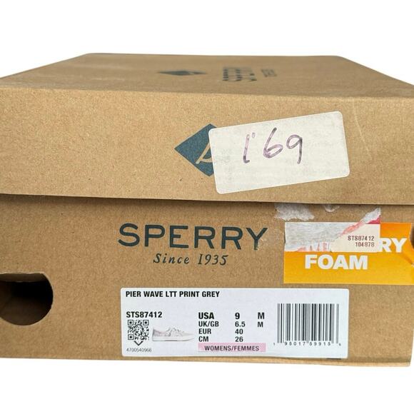 Sperry’s Pier Wave LTT Print Grey STS87412 Women’s Size 9 - Picture 2 of 8